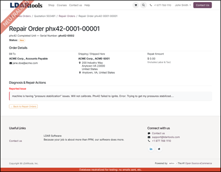 Repair order detail