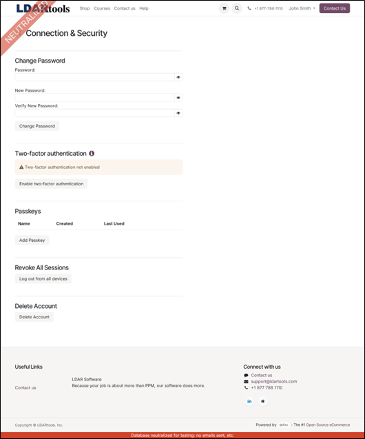 Connection and security settings