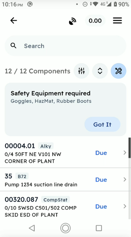 Component list