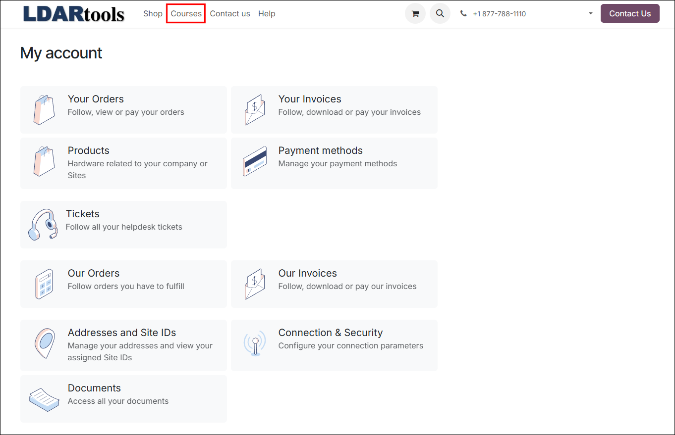 Portal account courses tab