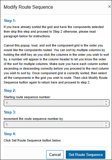 Route sequence mass edit